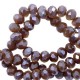 Faceted glass beads 8x6mm disc Ginger brown-pearl shine coating